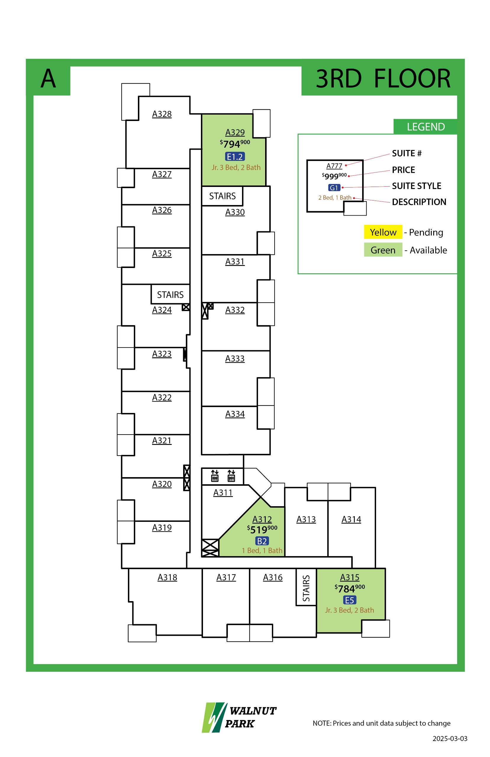 Walnut Park Availability 3rd Floor