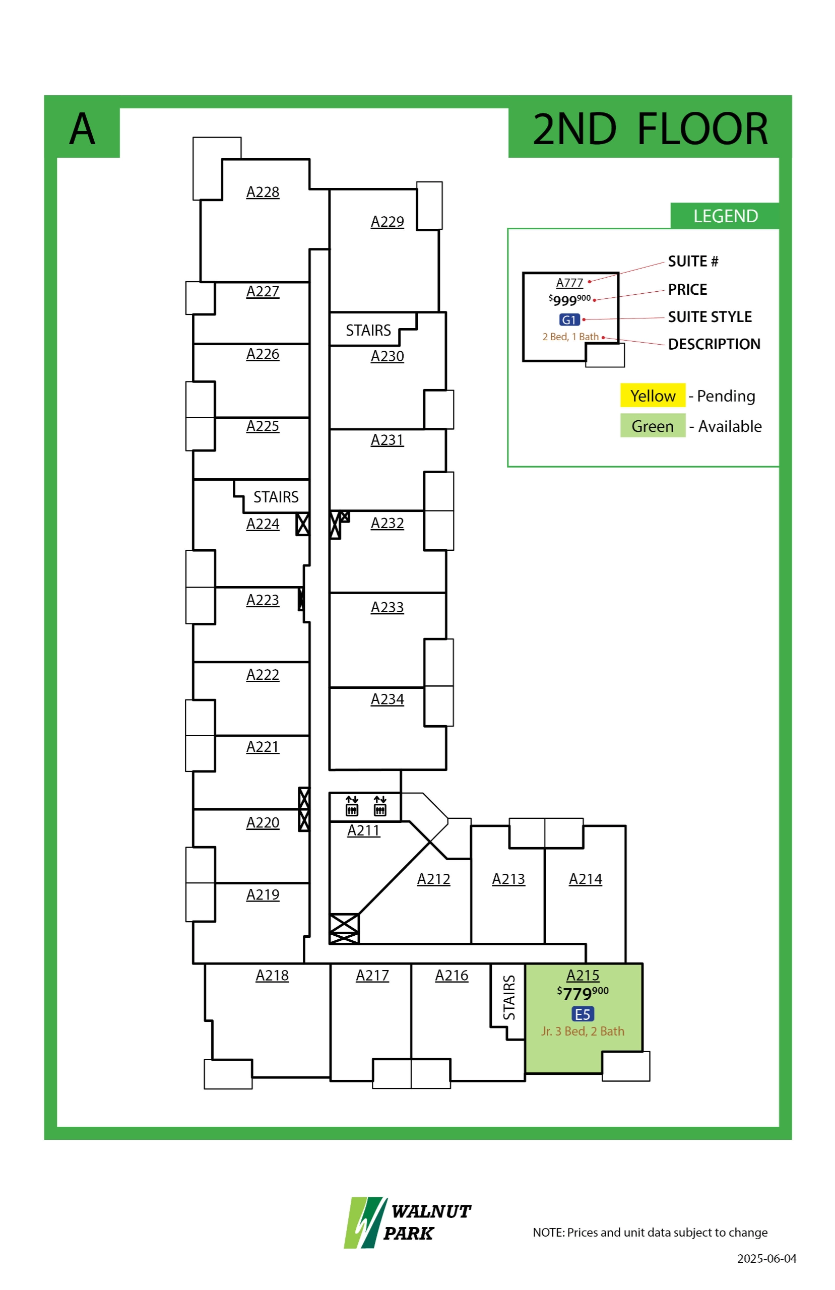 Walnut Park Availability 2nd Floor