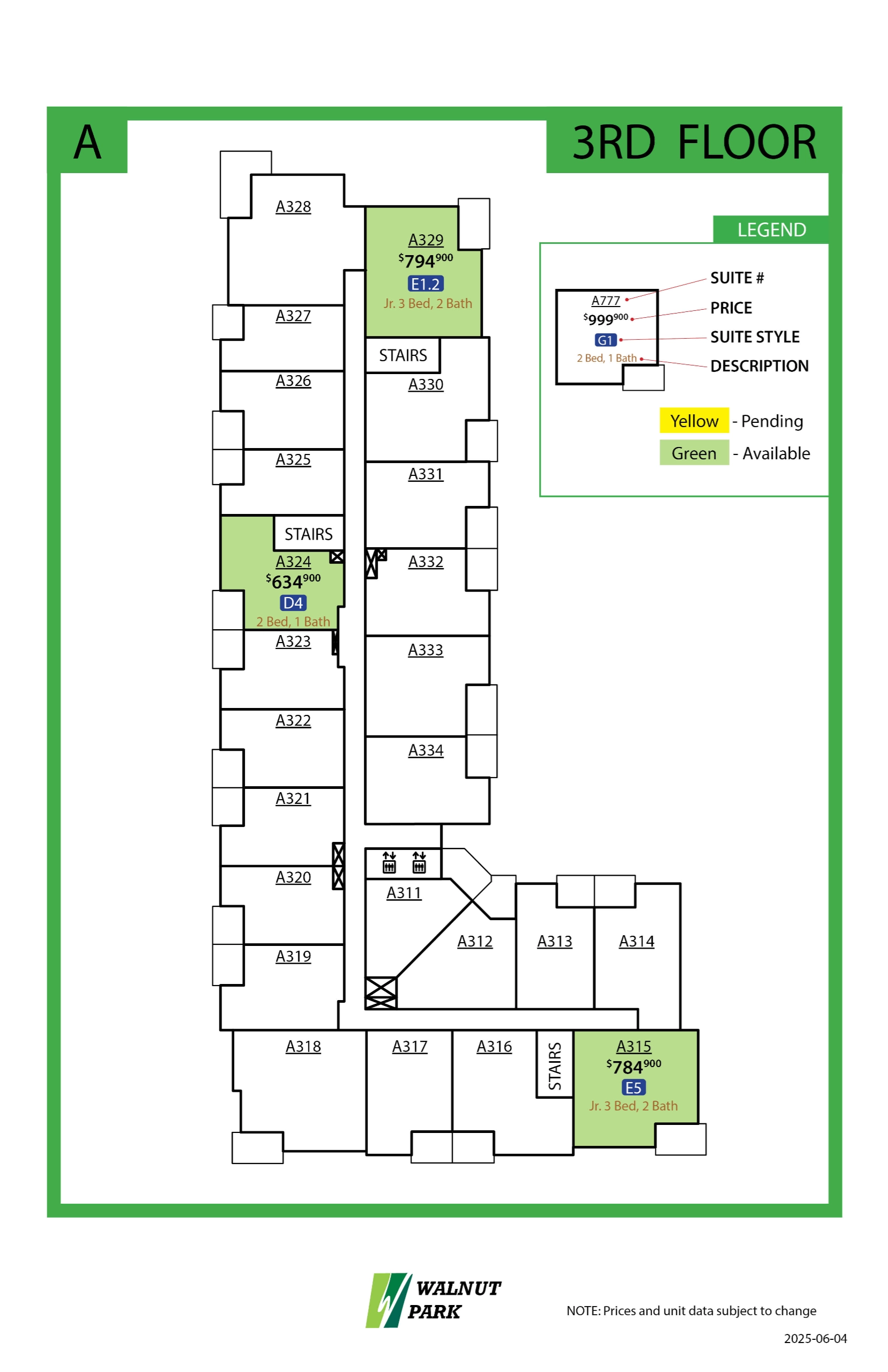 Walnut Park Availability 3rd Floor