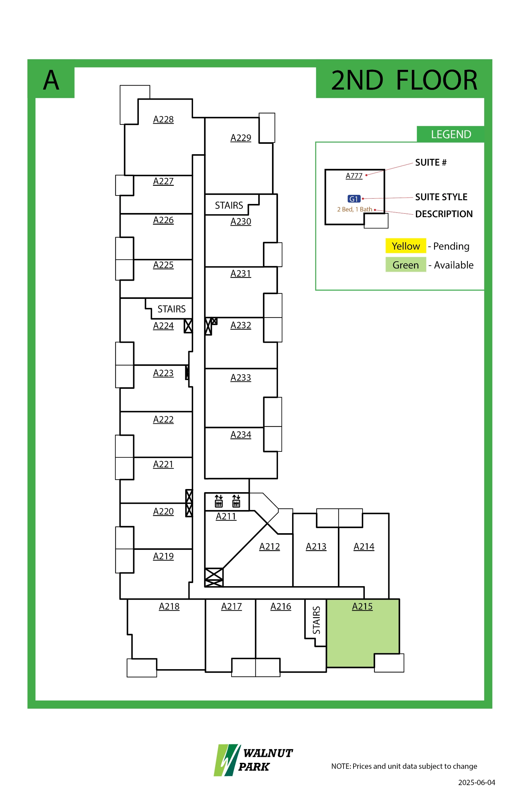 Walnut Park Availability 2nd Floor