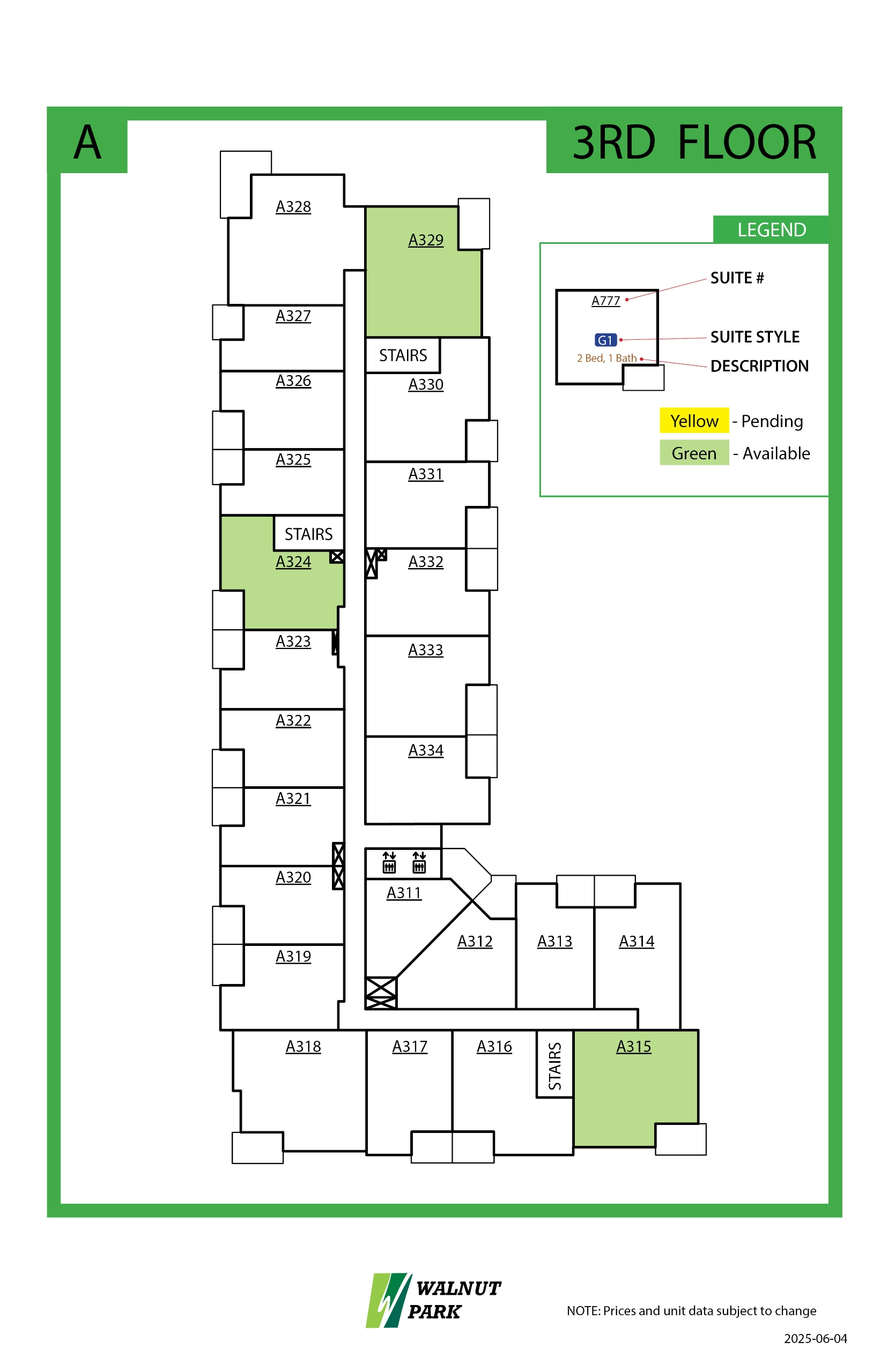 Walnut Park Availability 3rd Floor