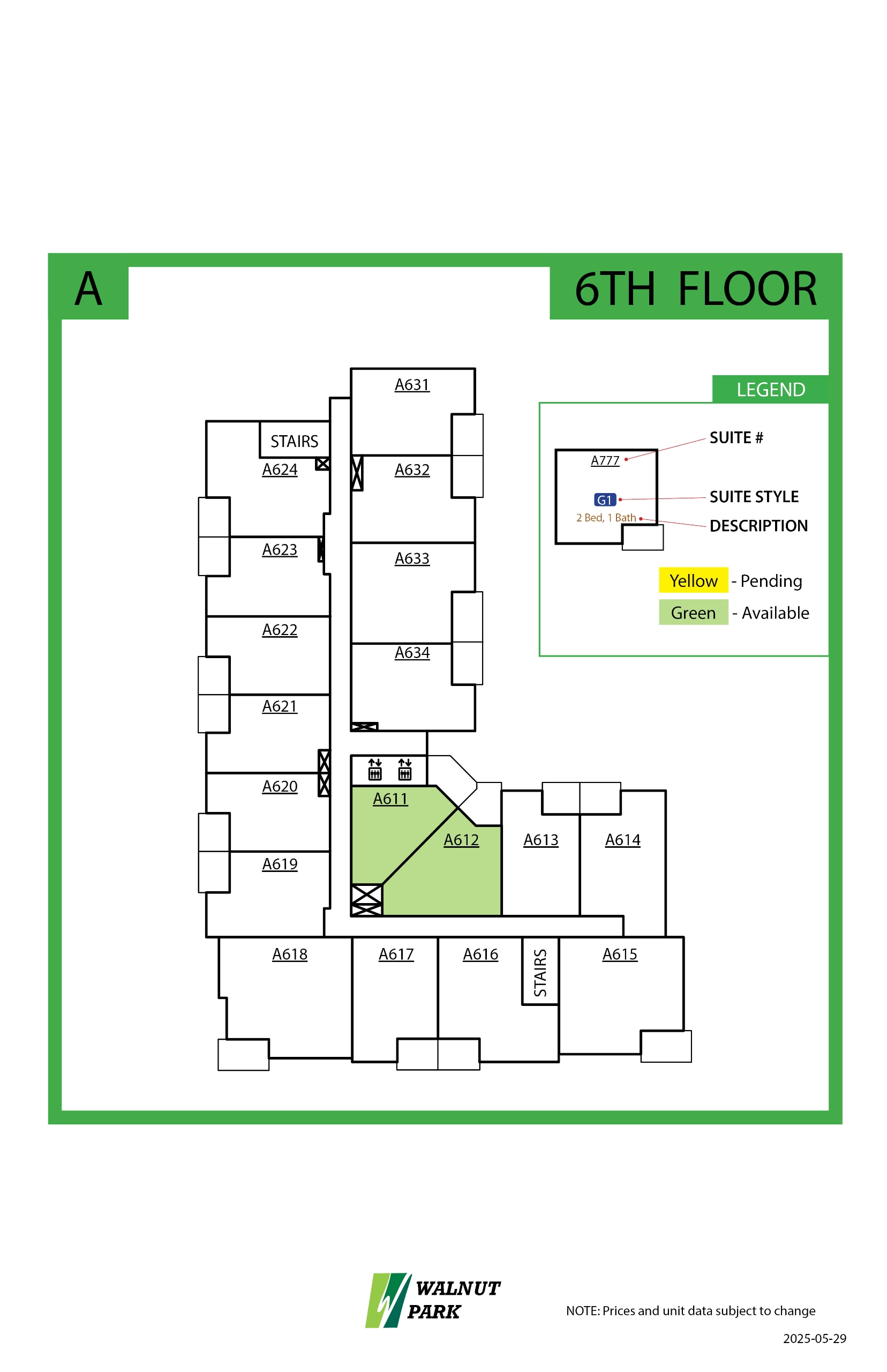 Walnut Park Availability 6th Floor